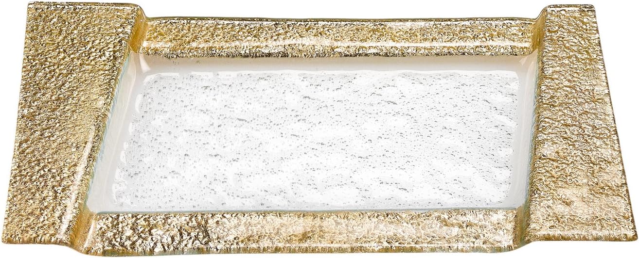Badash EV50G Handcrafted Rimini Gold Color Glass Serving Tray: Home & Kitchen