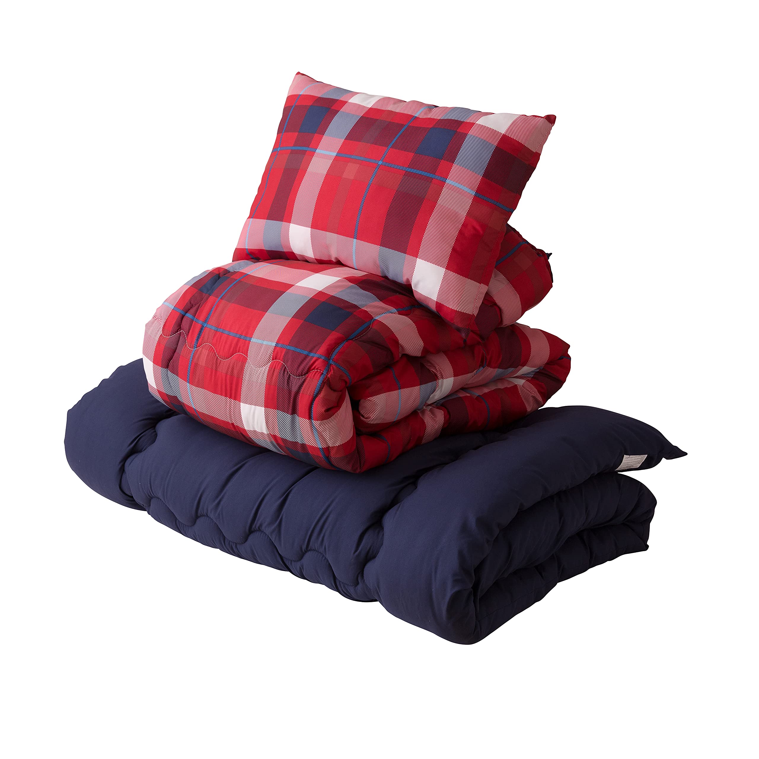 ナイスデイ 布団セット ほこりが出にくい ふとん 4点 セット (掛布団 敷布団 枕 収納ケース) セミダブル タータンチェックレッド 洗える (掛け布団 まくらのみ) 700002C8商品画像