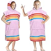 SUN CUBE Kids Changing Robe Surf Poncho, Hooded Beach Towel for Boys Girls | Ages 3-12, 29-36.5 inches Long, Thick Soft Microfiber Quick Dry Absorbent Wearable Swim Cover Up with Pocket and Hanging Loop