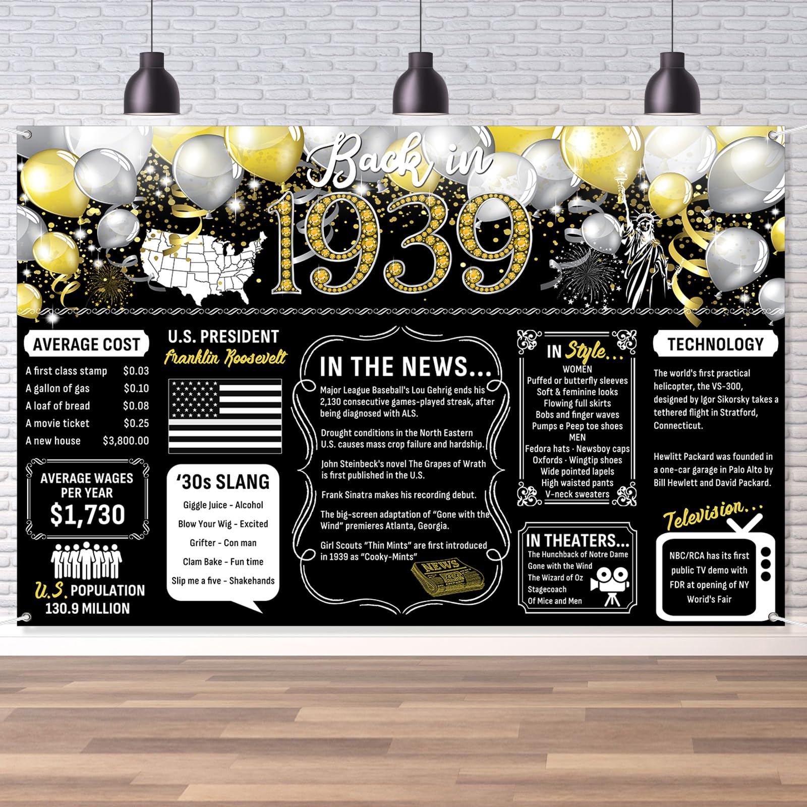 86th Birthday Black Gold Party Decoration Back in