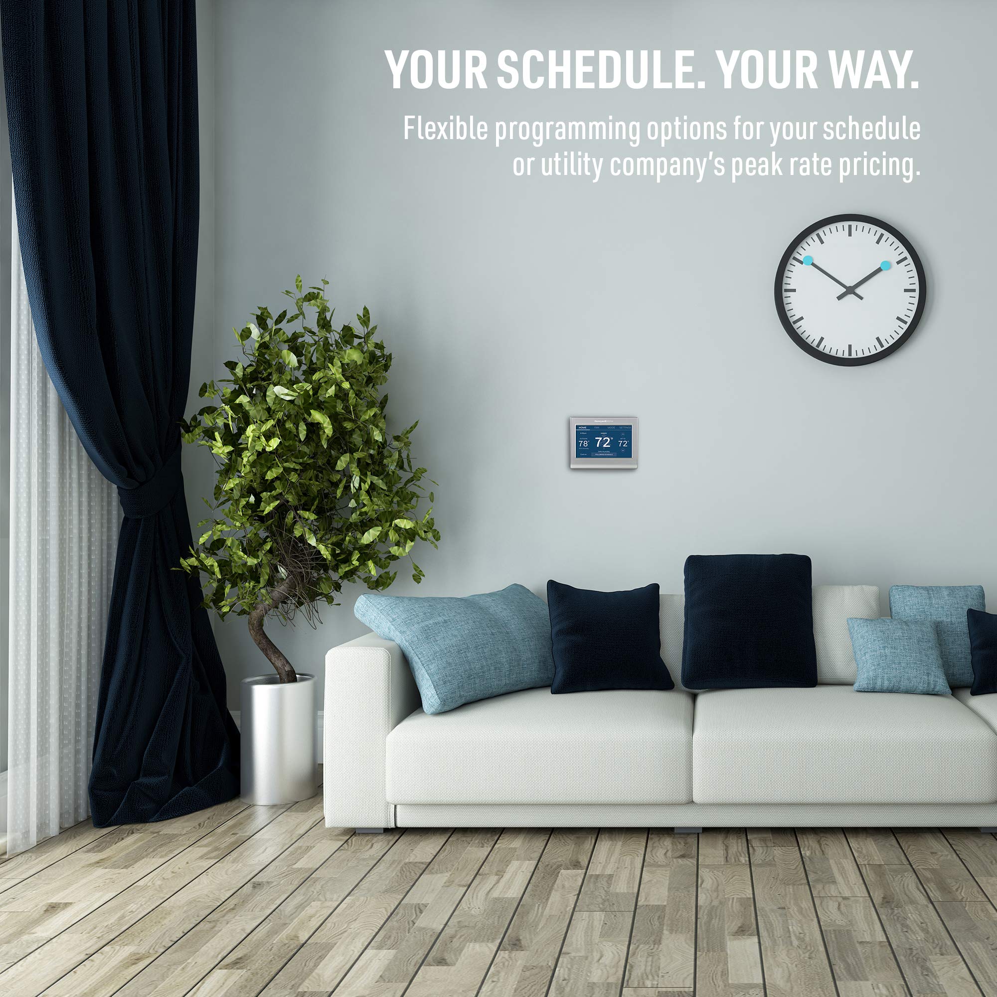 Honeywell Home RTH9585WF1004 Wi-Fi Smart Color Thermostat, 7 Day Programmable, Touch Screen, Energy Star, Alexa Ready, Gray - View 6