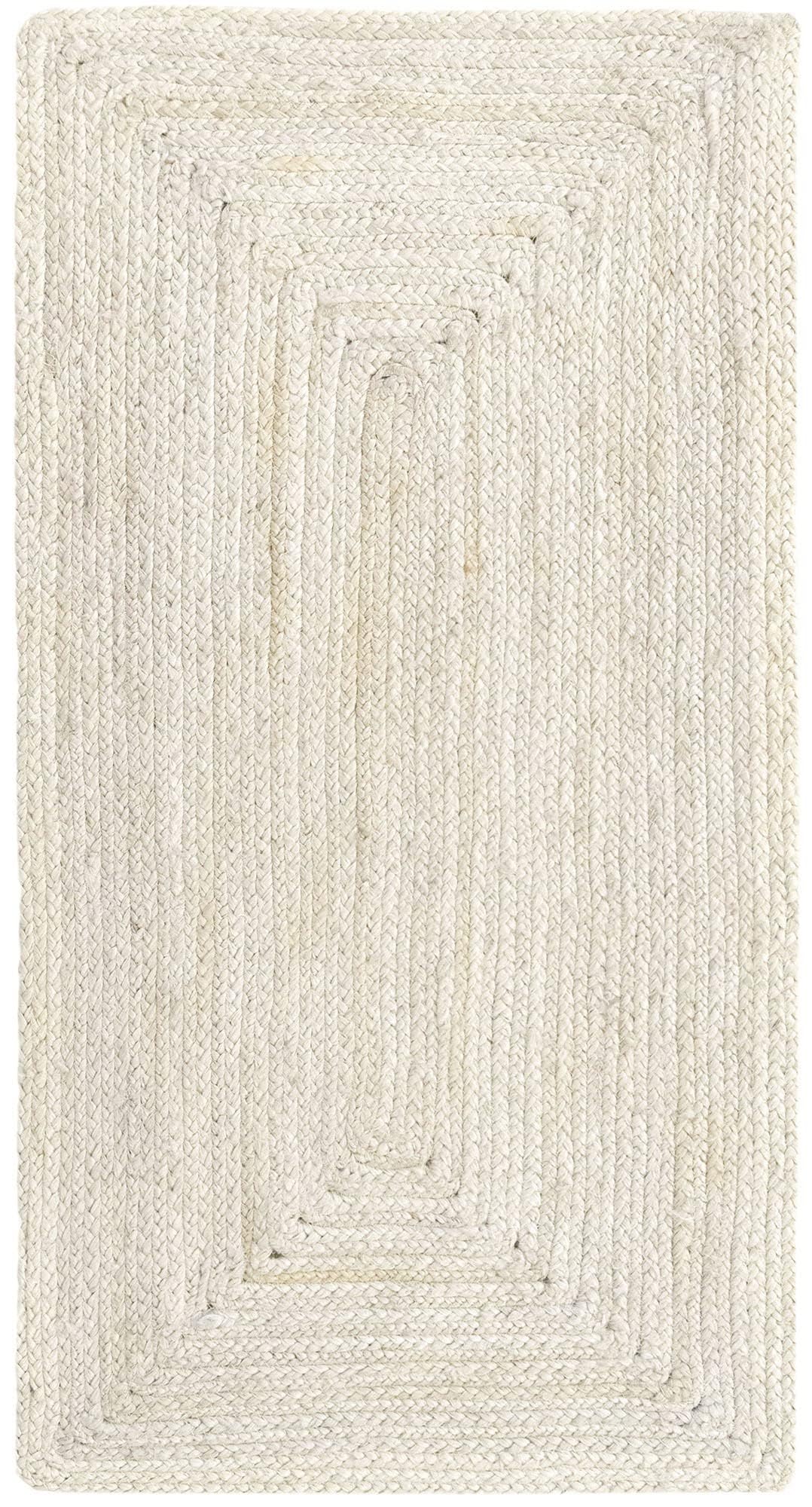 HAMID - Rug Jute Alhambra White Colour, Jute Rug, Area Rug 100% Jute Fibre Hand Wovem, Braided Rug for Home, Living Room, Floor Carpet..(110x60cm)