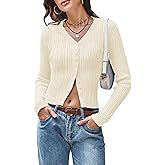 Women V Neck Cardigan Sweaters Slim Fitted Cropped Cardigans Trendy Ribbed Knit Crop Tops y2k Button Down Shirts
