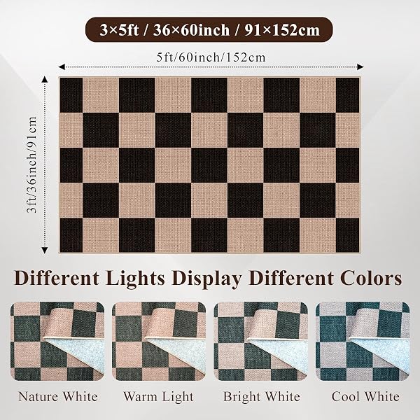CHECKERED 3X5 NO SHED JUTE RUG: MACHINE WASHABLE NON SLIP RUGS FOR ENTRYWAY FRONT PORCH KITCHEN – DOOR MAT AREA RUG FARMHOUSE NEUTRAL NON SHEDDING – CARPET FOR BEDROOM LIVING ROOM (BLACK,3X5)