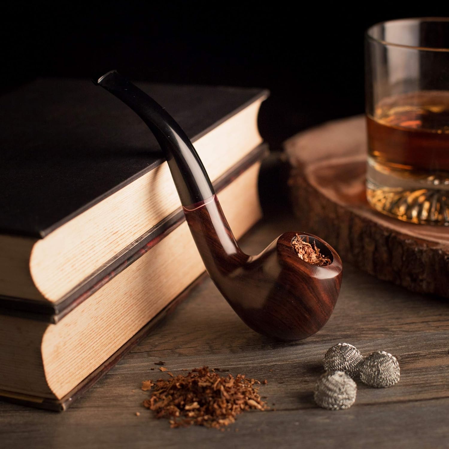 Tobacco Pipes for Smoking - Handmade Wood Smoking Pipe - Perfect Beginner Pipe Smoking Kit with Ultimate Guide E-Book - Gift Set and Accessories (Elegant Purple)