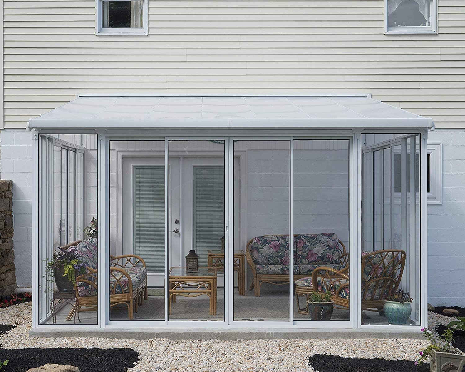 Amazon.de Palram Sanremo Veranda Wintergarten, weiß, 382 x 435 x 310 cm