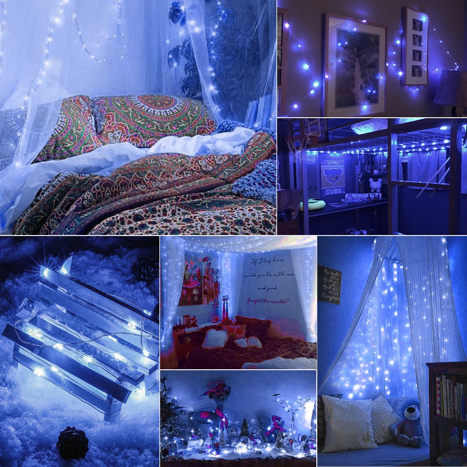 String Lights,Oak Leaf 2 Set of 9.8ft 30 Leds Fairy Lights LED Starry String Lights Copper Wire Super Bright Micro Lights for Garden Patio Home Bedroom Party Wedding Decoration - Blue