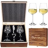 AW BRIDAL House Warming Gifts New Home Wine Glasses Sets, 2026 Closing Gifts for Home Buyers and Homeowner, New Apartment Gift Basket for Couple, First House Gift with Wooden Keepsake Box