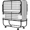 Homieasy Folding Twin Size Bed With Mattress - 38 Inch Portable Rollaway for Adults, Foldable With Storage Cover, Extra Guest on Wheels (75" x 38")