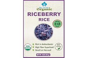 BLUE ORCHID ORGANIC Organic Riceberry Rice Value Pack - Purple Thai Black Jasmine Rice - USDA Certified - Premium Freshness - Small Lot Harvest Direct from our Farm to your Table - 8 LB