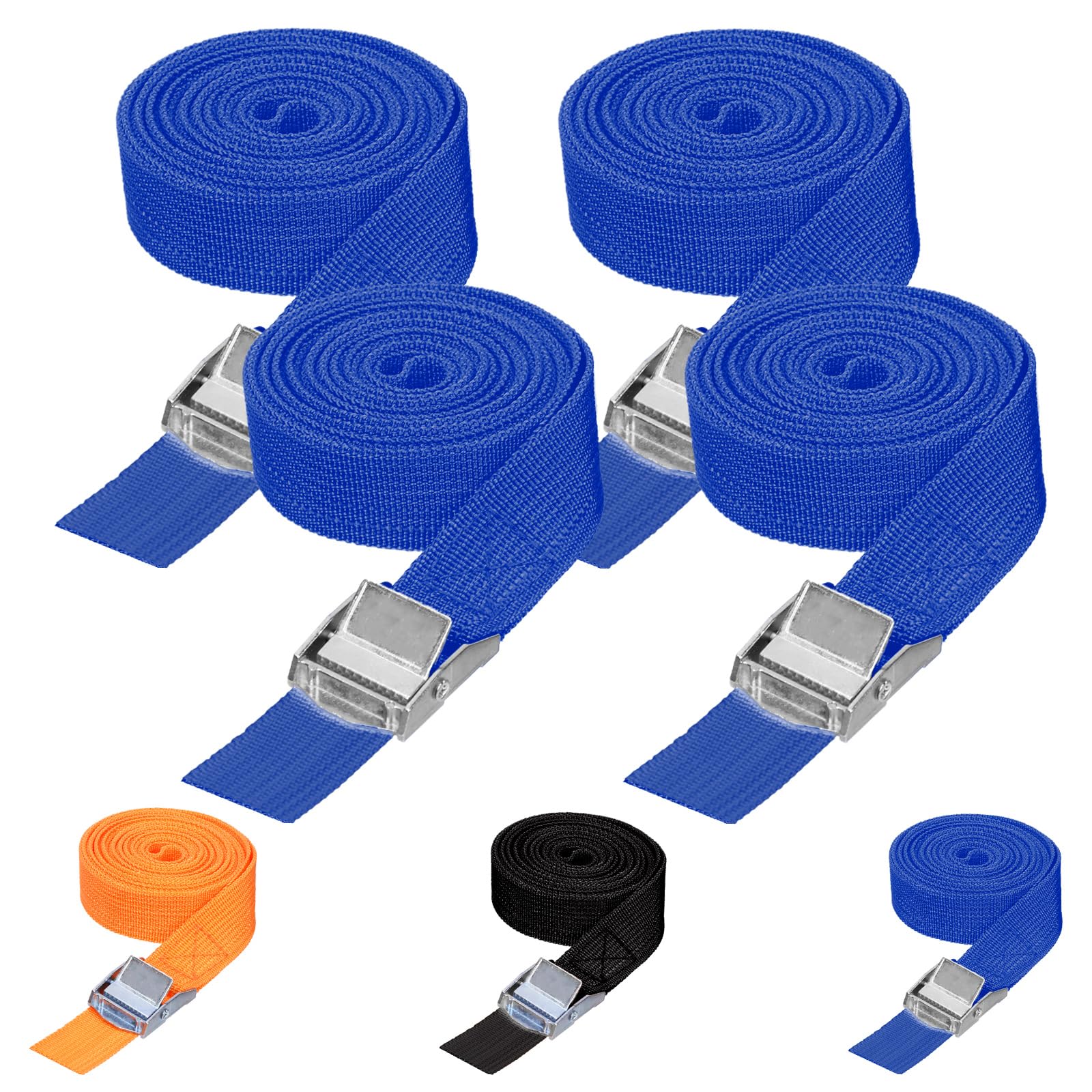 Tanstic 4Pcs Lashing Straps, 1 inch x 10 ft Tie Down Straps with Buckles, Adjustable Cam Buckle Straps Heavy Duty Secure Straps up to 600lbs (Blue)