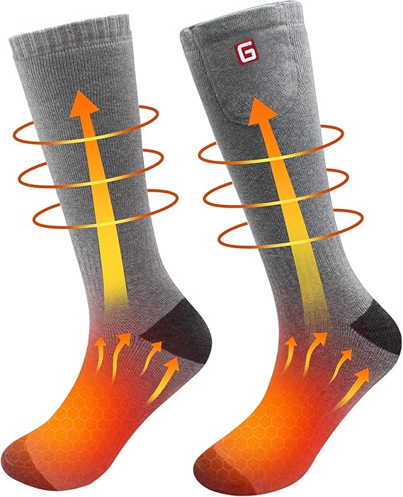 Chaussette Chauffante, 2 Tailles 5000mAh Batterie Chaussettes Chaudes Rechargeable Pour Hommes Et Femmes, Chauffe Pied Le Ski D'hiver, Le Camping, La Chasse, La Pêche, Le Vélo