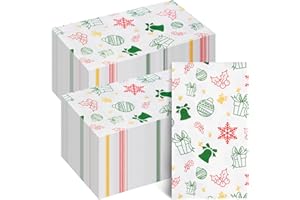 BESTLUCK 100 Christmas Guests Napkins, 3 Ply Disposable Napkins Paper, Xmas Decors Bells Light Bulbs Dinner Hand Napkins Towel for Christmas, Winter, Holiday, Party Supply