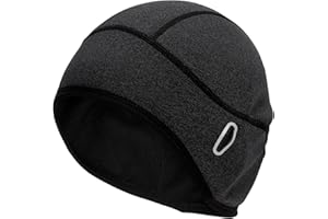Horuhue Winter Skull Cap Helmet Liner for Men Women, Thermal Cycling Cap with Glasses Holes, Windproof Running Hat Beanie