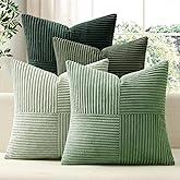 ANRODUO Pack of 4 Decorative Throw Pillows for Couch Forest Green 20x20 Inch Boho Cozy Soft Corduroy Cushion Covers Farmhouse Accent Pillowcases for Mid Century Modern Spring Home Decor Living Room