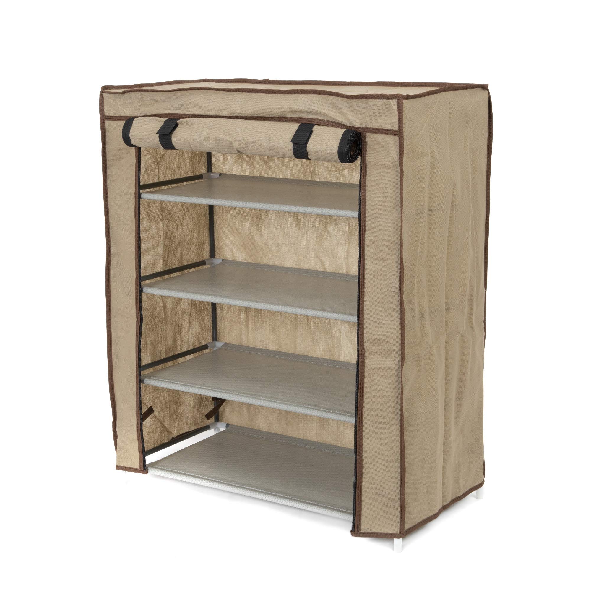 Compactor Oxford Shoe Storage Unit For 12 Pairs of Shoes, Beige, 59.0 x 29.0 x 72.0 cm