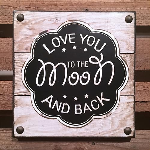 Amazon Com Love You To The Moon And Back Cream Reclaimed Wood
