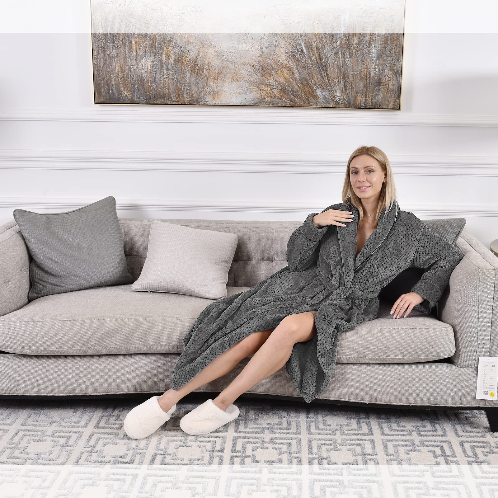Hellomamma Womens Long Robe Soft Warm Fleece