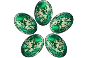 TUMBEELLUWA Sea Sediment Jasper Oval Stone Cabochons Flatback Semi-precious CAB for Jewelry Making Pack of 5