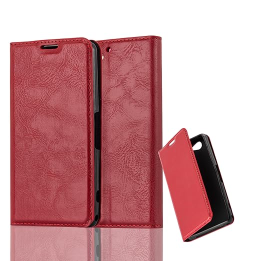 Cadorabo Hülle für Sony Xperia Z2 COMPACT - Hülle in Apfel ROT – Handyhülle mit Magnetverschluss, Standfunktion und Kartenfac