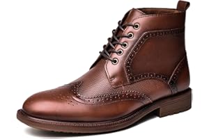 ARKBIRD Men's Wingtip Oxford Dress Boots - Fashion Casual Mid Top Chukka Ankle Boot Business Work Shoes for Men