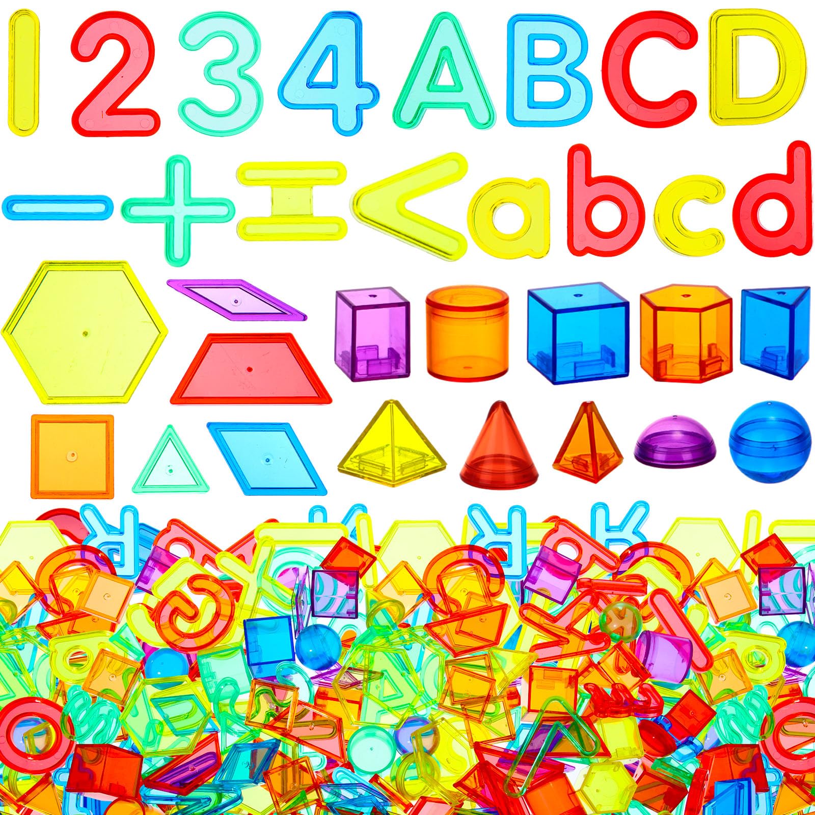 Photo 1 of Blueweenly 268 Pcs Transparent Letters and Numbers Translucent Light Table Manipulatives Toys Light Table Accessories Colorful Plastic Alphabets Numbers for Kid Counting Spelling Learning Sensory Play