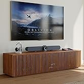 POVISON Full Assembled Mid Century Modern TV Stand, Wood Slatted Media Console for 65 inch TV, Entertainment Center with Storage for Living Room, Low Cabinet with Removable Shelves