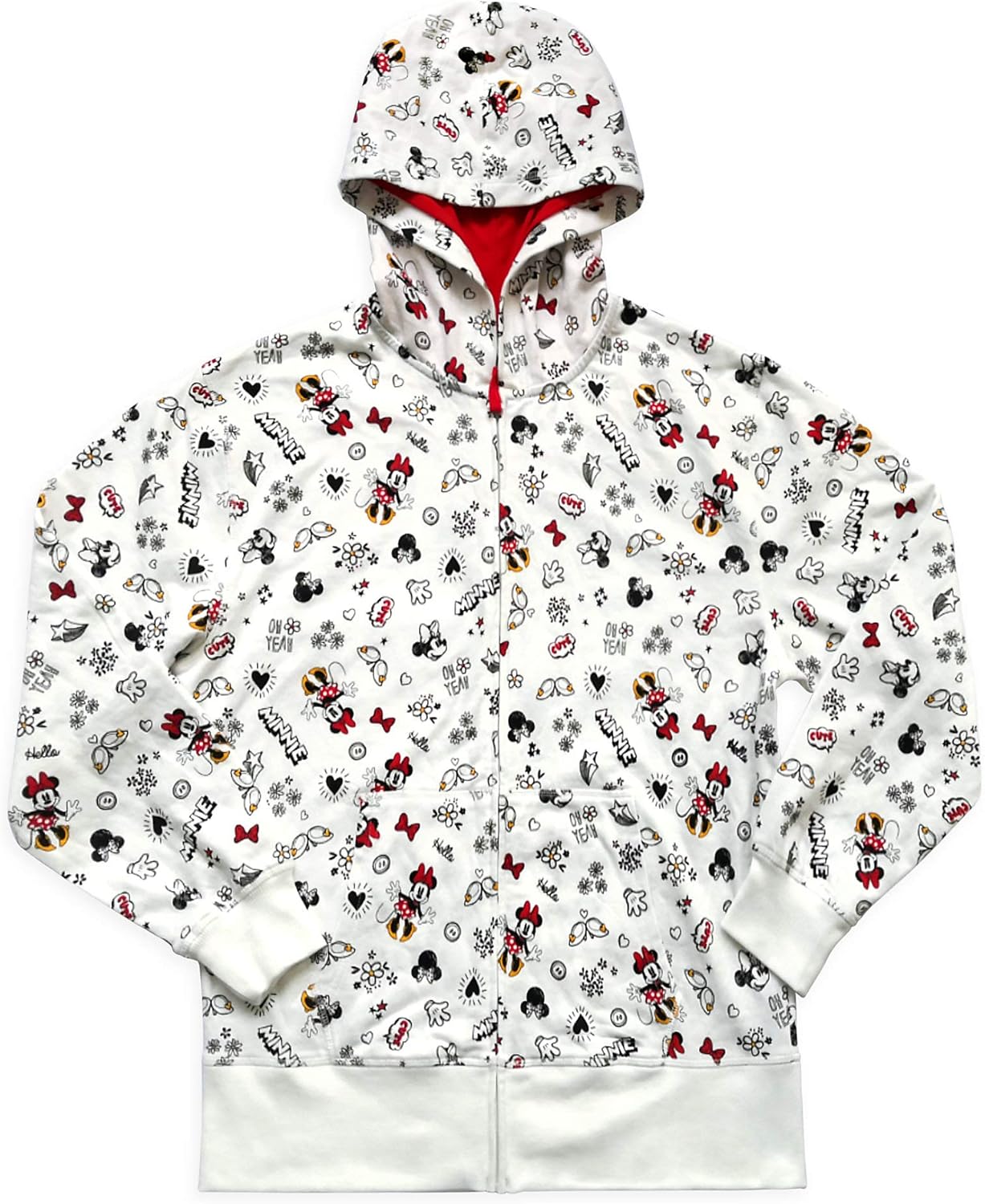 Disney Minnie Mouse Zip Hoodie for Women, Size XS Clothing