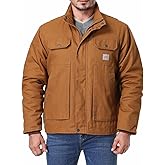 TUAOVA Men's Quilted Flannel Lined Work Coat Long-Lasting Loose Casual Jacket Waterproof Workwear