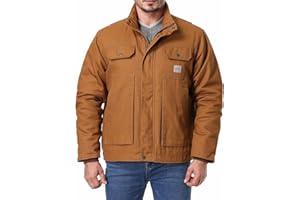 TUAOVA Men's Quilted Flannel Lined Work Coat Long-Lasting Loose Casual Jacket Waterproof Workwear