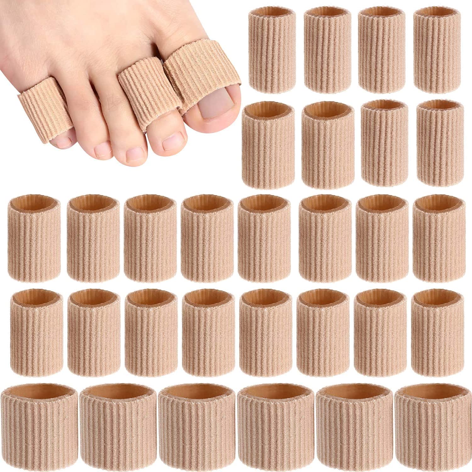 30 Pieces Toe Cushion Tubes Toe Sleeves Soft Gel Corn Pad Protectors for Cushions Corns, Blisters, Calluses, Toes and Fingers