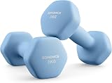 SONGMICS 2 x 3 kg Neoprene Dumbbells Hexagonal Pale Blue