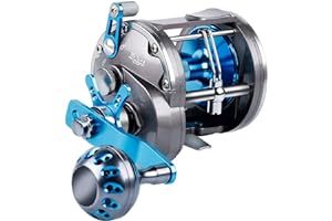 Burning Shark Trolling Reel Saltwater Level Wind Reels, Drag Reels Boat Fishing Ocean Fishing for Sea Bass Grouper Salmon