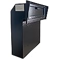 Plugsharge Rainproof Heavy Duty Mailbox Door Drop Box, Galvanized Steel Weatherproof Locking Metal Mailbox Door Mounted for Keys, Deposit, Payment, Mails, Through The Door Safe Mail Drop Box, Black
