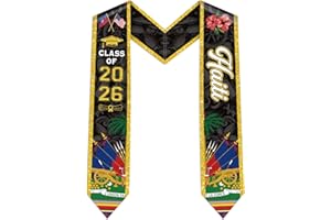 Aposwow Haitian Graduation Stole 2026- Haiti American Flag Stole for Graduation Class Of 2026, Haiti Choublak Sash for Study 