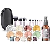 ULTIMATE KIT (WARM- Neutral Shade, Most Popular) Full Size Mineral Makeup Set Matte Foundation Kit Bare Face Sheer Powder Cover