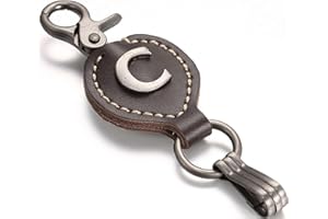 MARINO AVENUE Leather Keychain For Men, Single Letter Alphabet with Easy Clasp