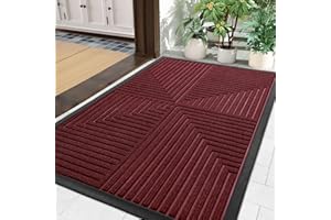 Arotive Front Door Mat Indoor Outdoor Entrance, Heavy Duty Non-Slip Rubber Doormats, Low Profile, Easy Clean, Dirt Trapper Entryway Floor Mats for Outside, Garages and Patios, 29.5x17, Wine Red