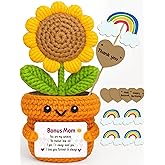 Frabaca Christmas Bonus Mom Gift, I Love You Stocking Stuffers for Moms Step Mama Mothers in Law, Heartfelt Keepsake Cute Crochet Sunflower Desk Decor for Stepmom Birthday, Mother’s Day