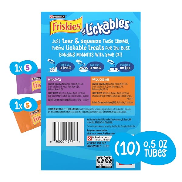 PURINA FRISKIES LIL’ LICKABLES WITH CHICKEN OR TUNA VARIETY PACK LICKABLE CAT TREATS  – 5 OZ. (PACK OF 10)