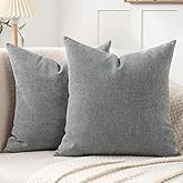 Jepeak 24x24 Inch Decorative Chenille Throw Pillow Covers, Pack of 2 Cozy Concise Pillow Cases Soft Farmhouse Modern Square Cushion Covers for Sofa Couch Bed Living Room Home Decor, Gray