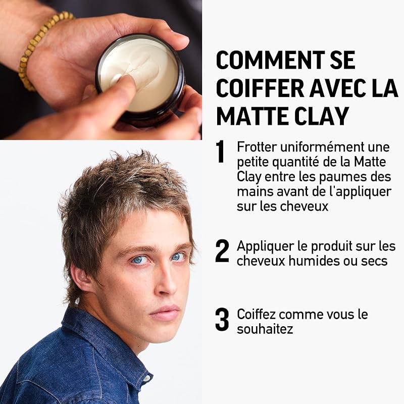 Matte Clay Cire Cheveux Homme À L'Argile Effet Mat 85g