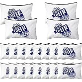 AojSup 20 Pcs Cheer Makeup Bag Bulk, Cheer Cosmetic Bag Set with Blue Patterns on White Canvas, 7.87 x 5.12 Inch Zipper Pouch for Cheerleading Teams Gifts Party Supplies Travel Organization