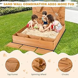 HONEY JOY Sandbox with Sand Wall, Cedar Bottomless