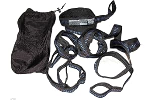 Safety Solution Atlas Camping Adjustable Tree Hanging Heavy Duty Hammock Straps Suspension System (2 Straps with Storage Bag) for ENO Hammocks (Black - Blue) (Black/Blue)