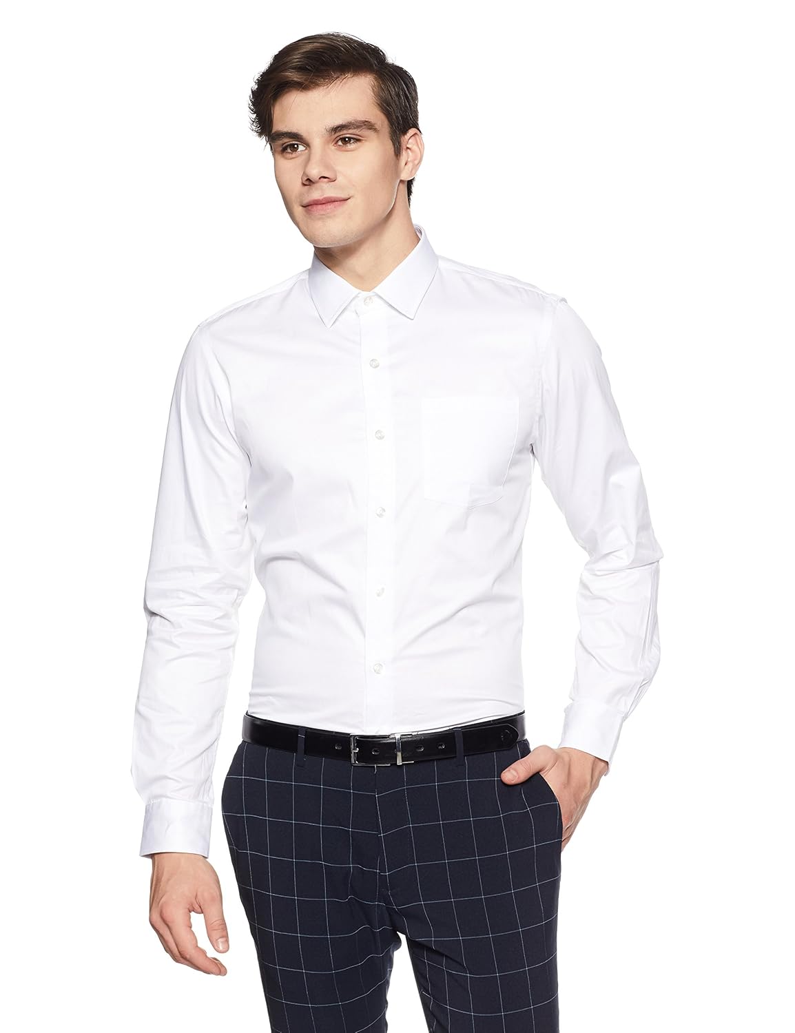 arrow men's solid slim fit formal shirt