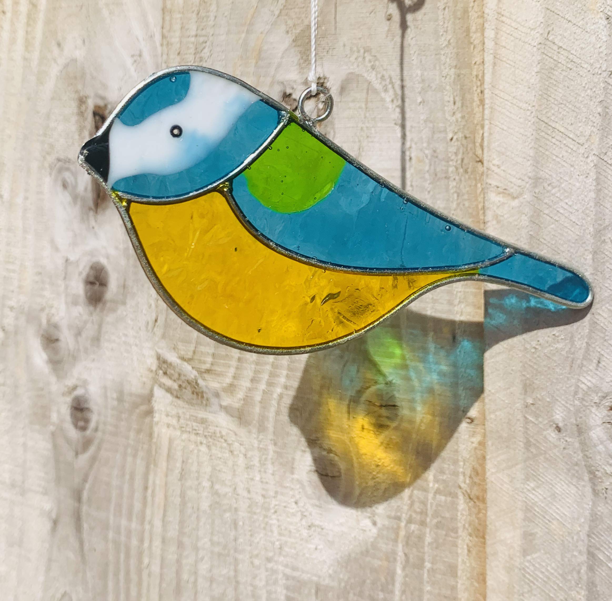 My Family House Hanging Suncatcher - Bird Blue Tit - Made of Resin with Cotton Threads - H14cm x W11cm