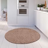 THE RUGS Living Room Round Beige Shag Rug 120 cm Soft Durable 30 mm view 2