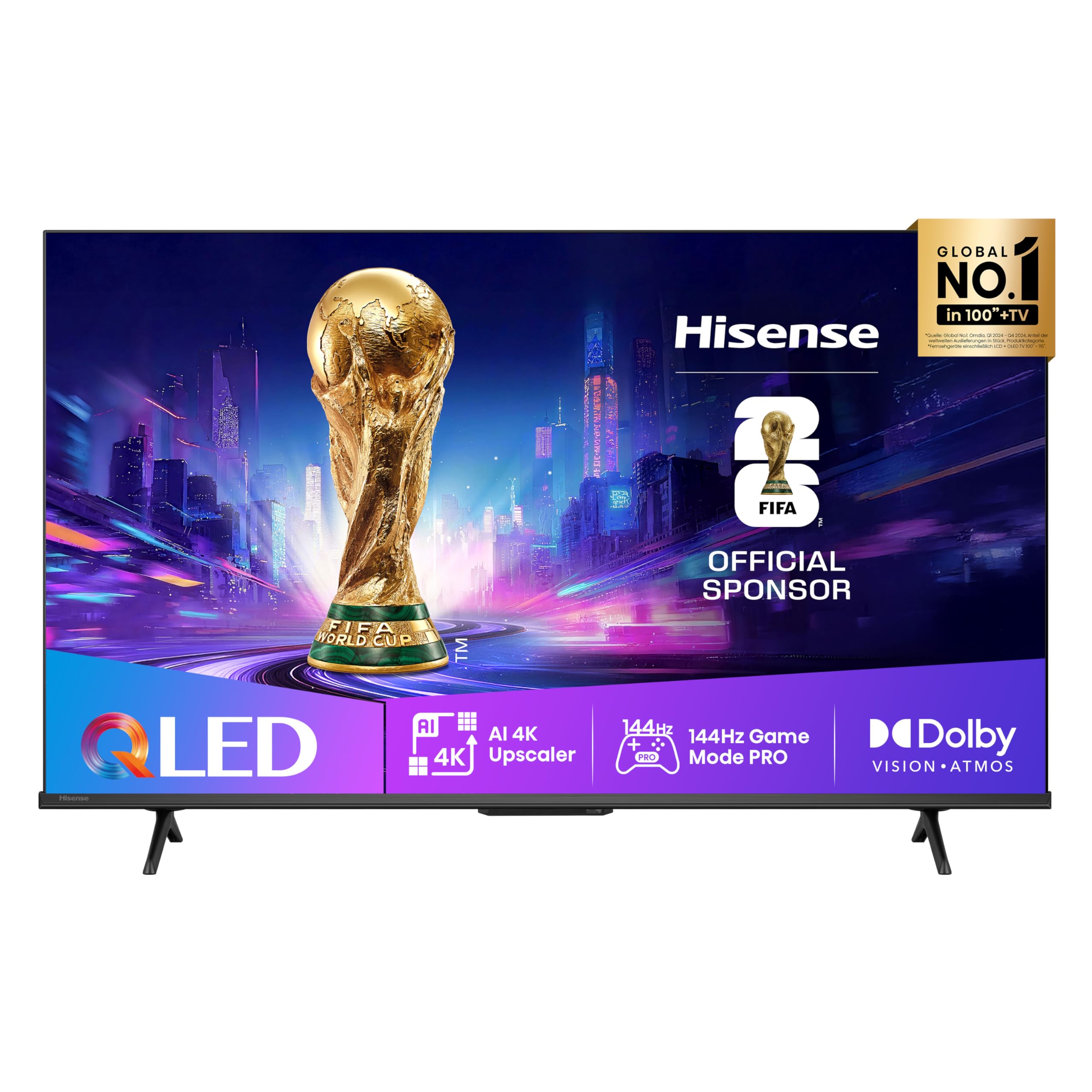 Hisense 43E7Q PRO Fehrnseher,43 Zoll, 4K UHD QLED, Smart TV,144Hz Game Mode PRO,Filmaker Mode, AMD FreeSync Premium,AI HDR Upscaler,Dolby Vision IQ,Dolby Atmos,Sprachsteuerung [2025]