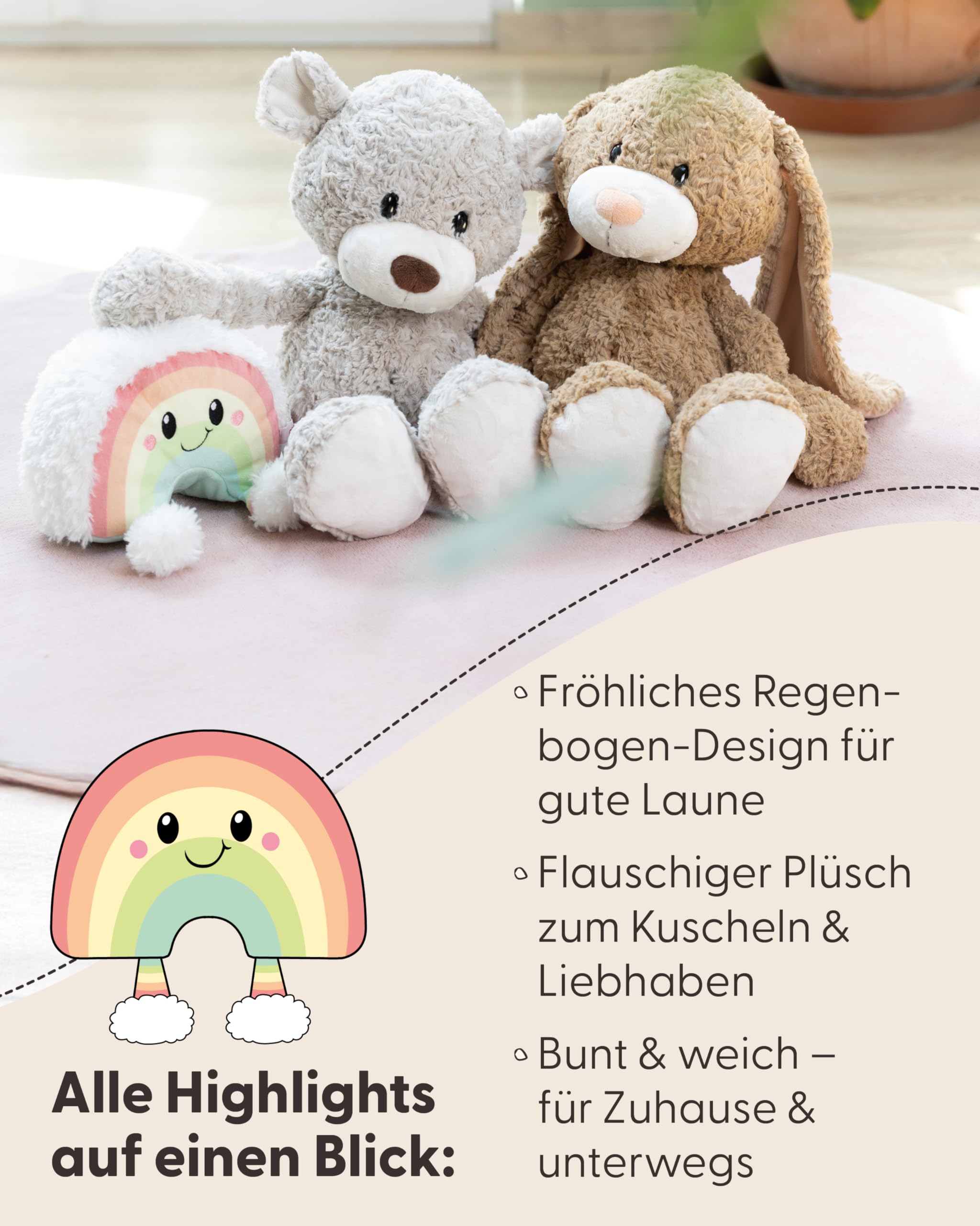 NICI Kuschelfigur Regenbogen Nibsi 28cm - bunt - Weiche Plüschfigur – niedlicher, Flauschiger Regenbogen zum Kuscheln & Spielen, für Kinder & Erwachsene – tolle Geschenkidee | 62317 4